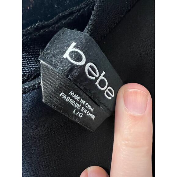 Bebe Black One Shoulder Mixed Media Mini Dress Sz LG - Picture 6 of 6